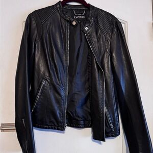 EXPRESS Quilted Black Faux Leather Moto Biker Jacket